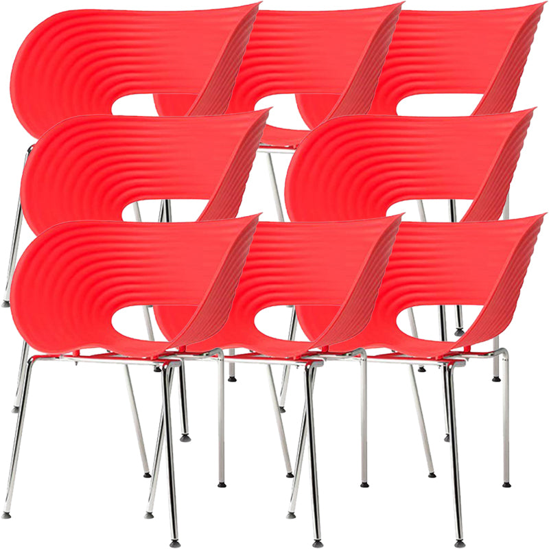 Contemporary Plastic Arm Dining Chair in Matte Finish for Home