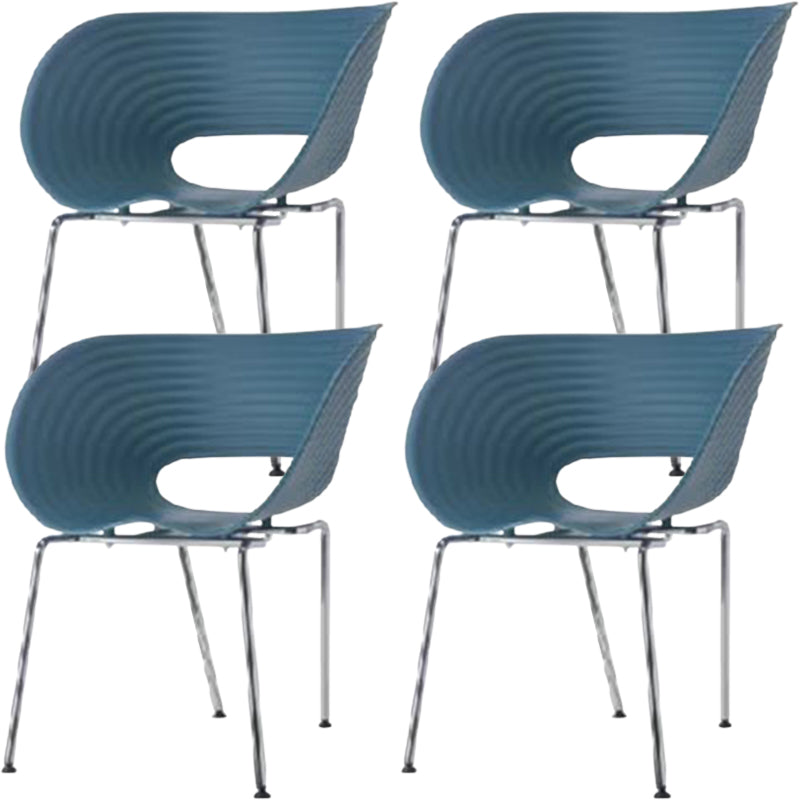 Contemporary Plastic Arm Dining Chair in Matte Finish for Home