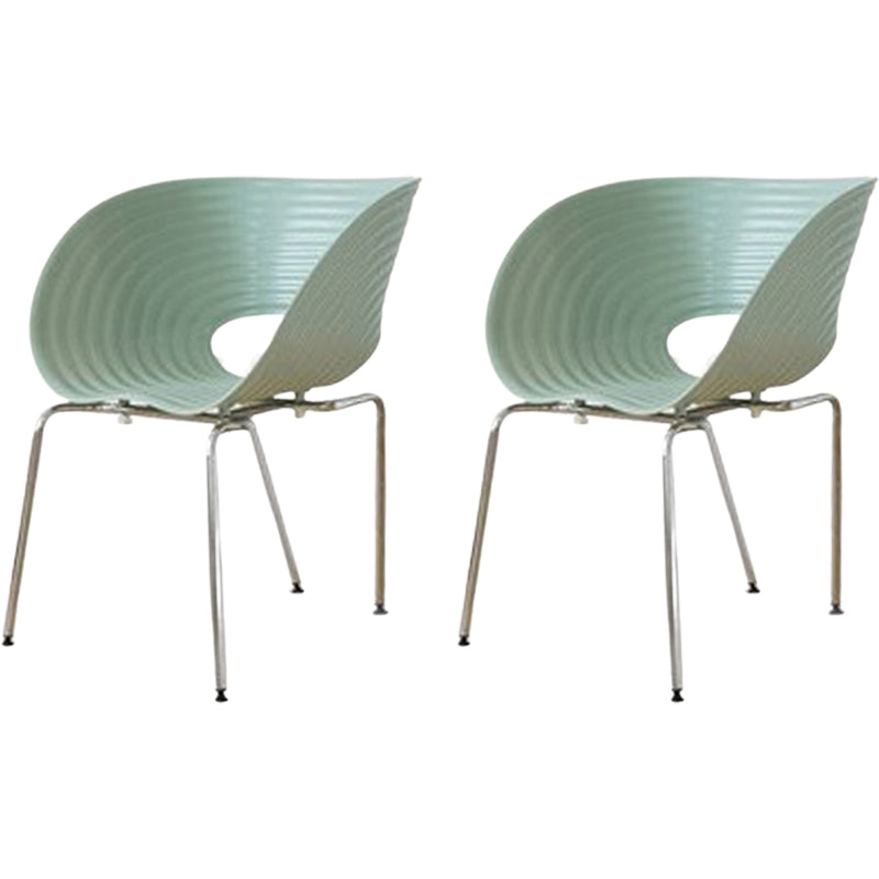 Contemporary Plastic Arm Dining Chair in Matte Finish for Home