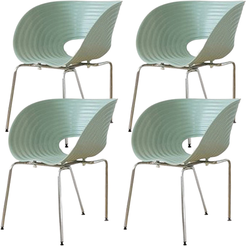 Contemporary Plastic Arm Dining Chair in Matte Finish for Home