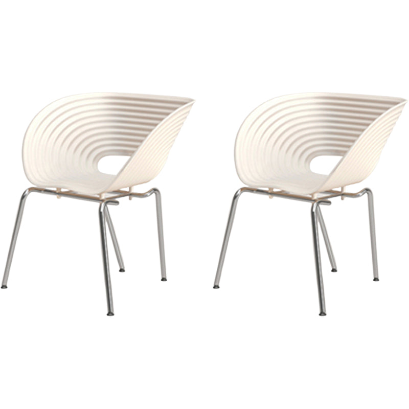 Contemporary Plastic Arm Dining Chair in Matte Finish for Home