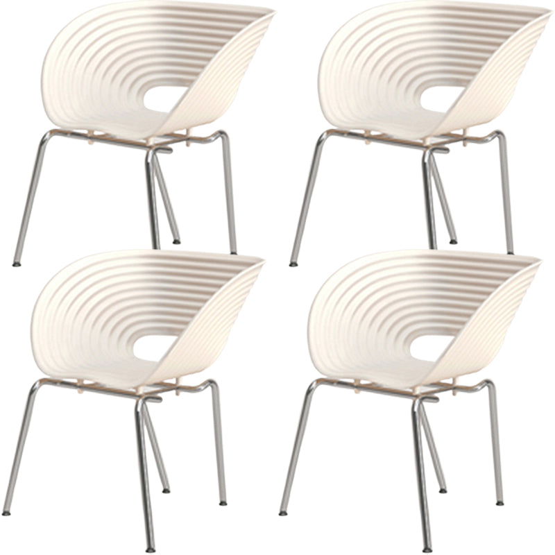 Contemporary Plastic Arm Dining Chair in Matte Finish for Home