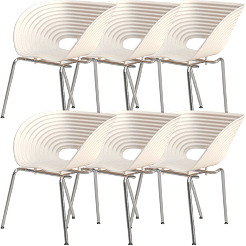 Contemporary Plastic Arm Dining Chair in Matte Finish for Home