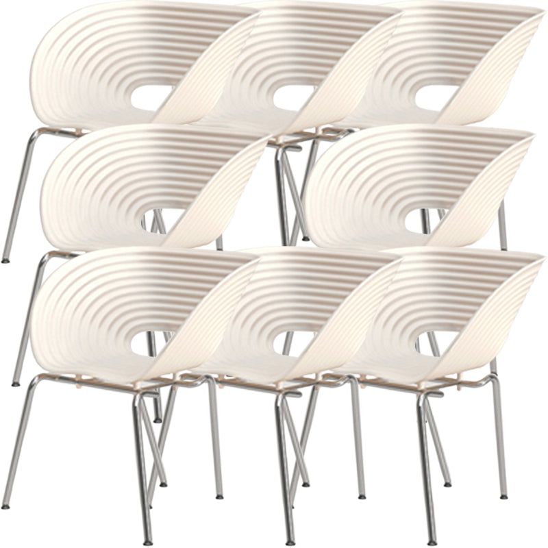 Contemporary Plastic Arm Dining Chair in Matte Finish for Home