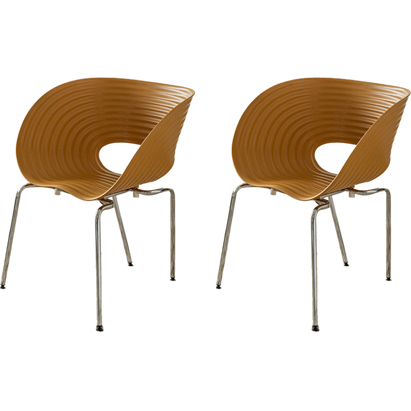 Contemporary Plastic Arm Dining Chair in Matte Finish for Home