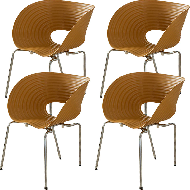 Contemporary Plastic Arm Dining Chair in Matte Finish for Home