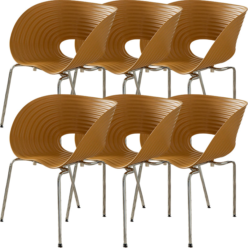 Contemporary Plastic Arm Dining Chair in Matte Finish for Home