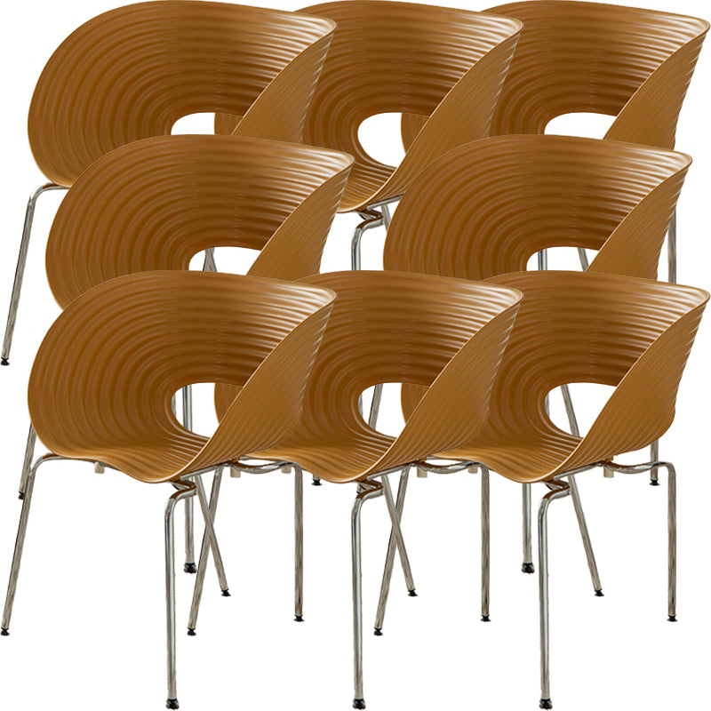 Contemporary Plastic Arm Dining Chair in Matte Finish for Home