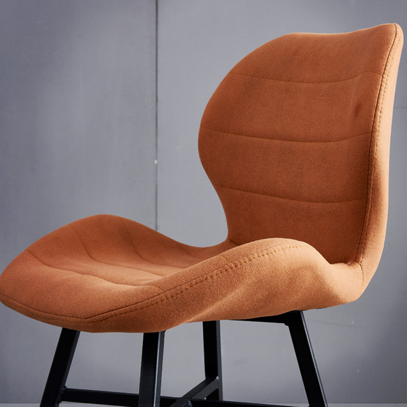 Contoured Seat Upholstered Low Back Bar Stools with Metal Base