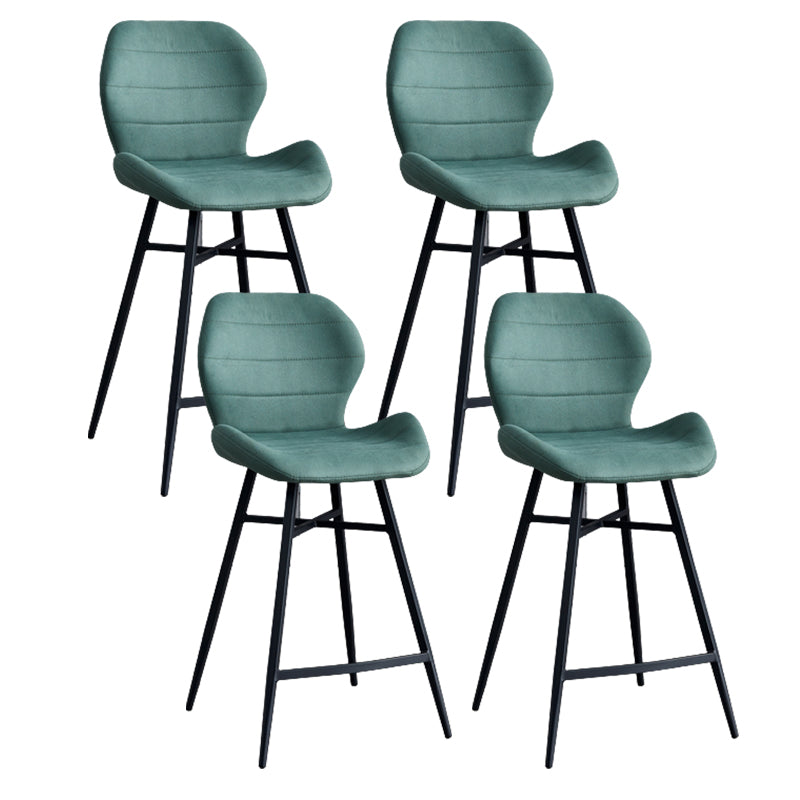 Contoured Seat Upholstered Low Back Bar Stools with Metal Base