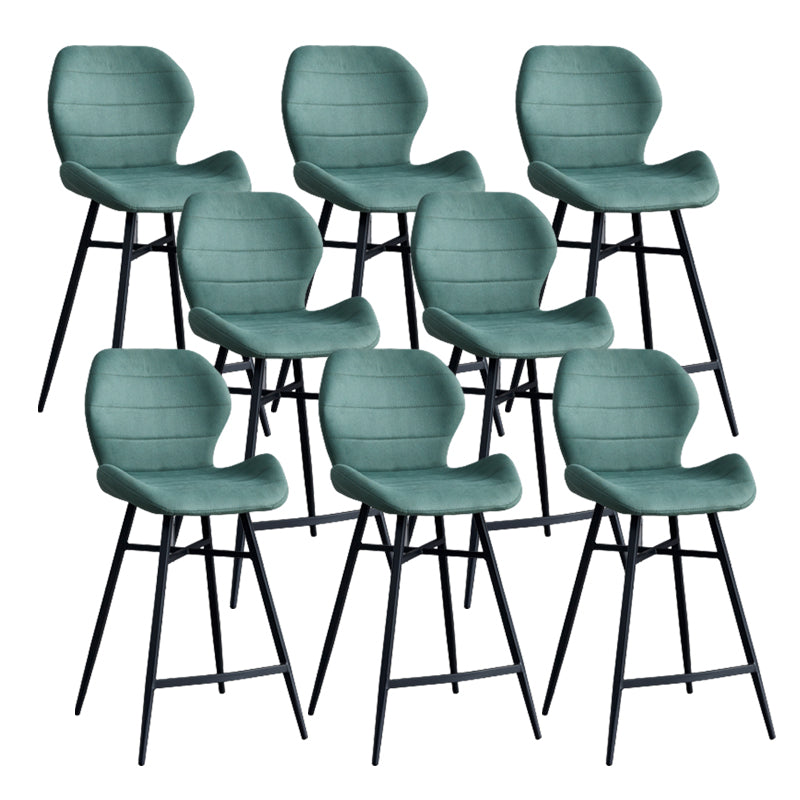 Contoured Seat Upholstered Low Back Bar Stools with Metal Base