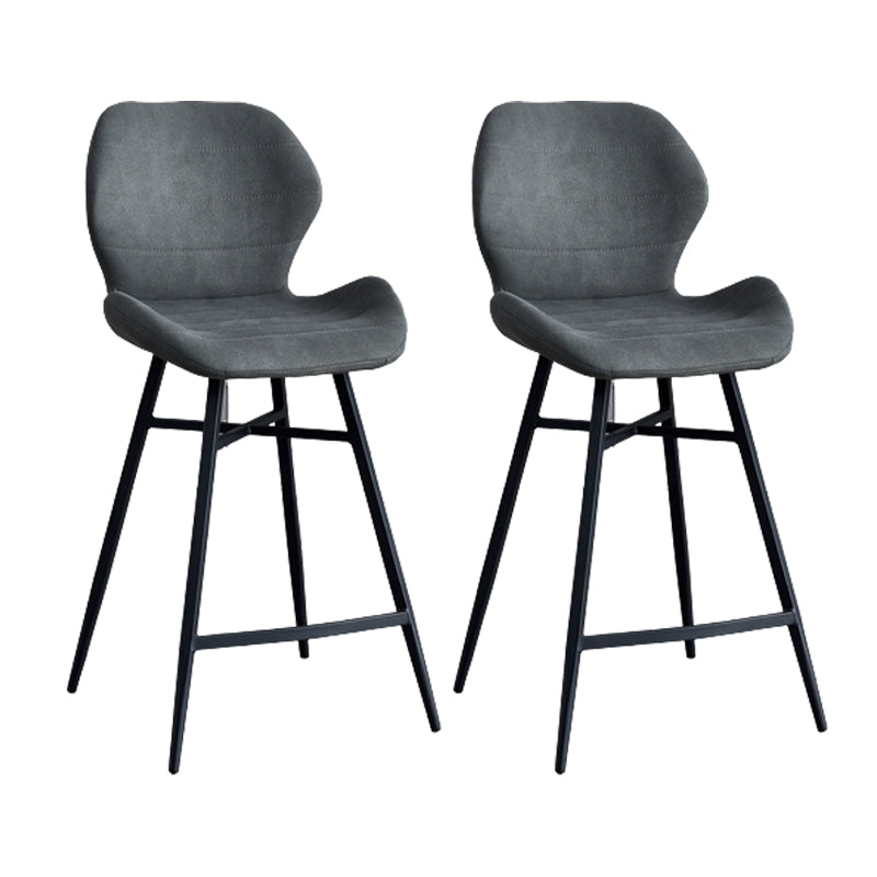 Contoured Seat Upholstered Low Back Bar Stools with Metal Base