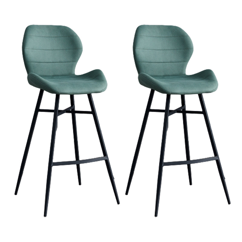 Contoured Seat Upholstered Low Back Bar Stools with Metal Base