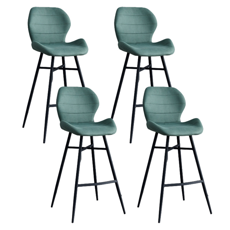 Contoured Seat Upholstered Low Back Bar Stools with Metal Base