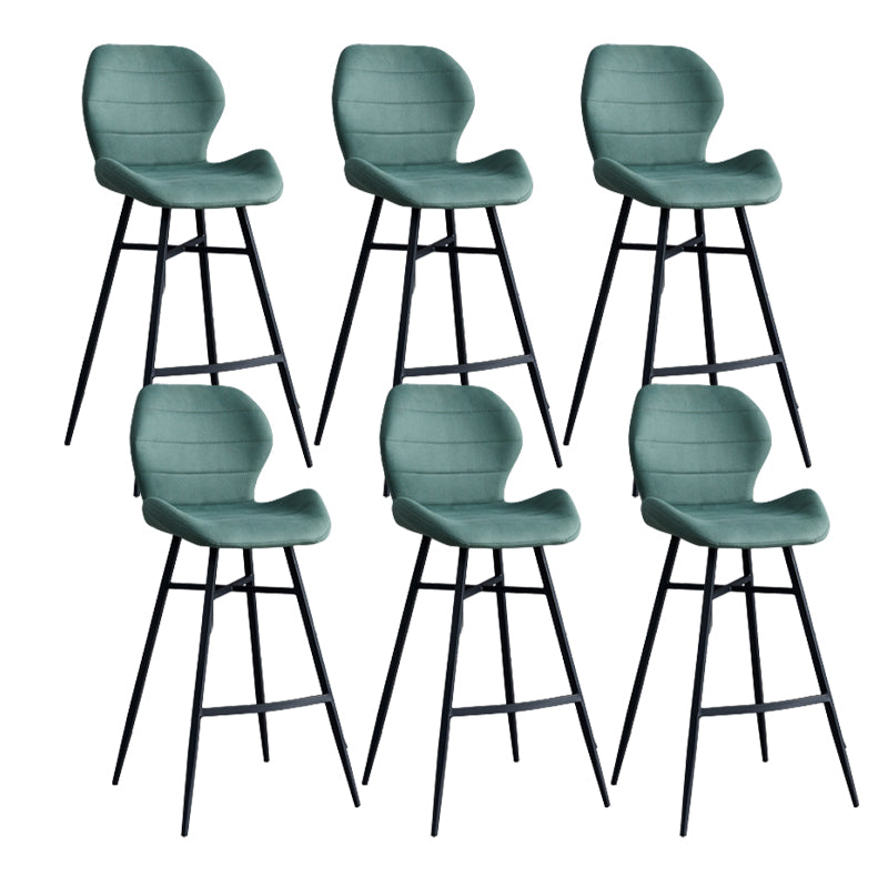 Contoured Seat Upholstered Low Back Bar Stools with Metal Base
