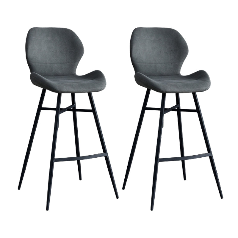 Contoured Seat Upholstered Low Back Bar Stools with Metal Base