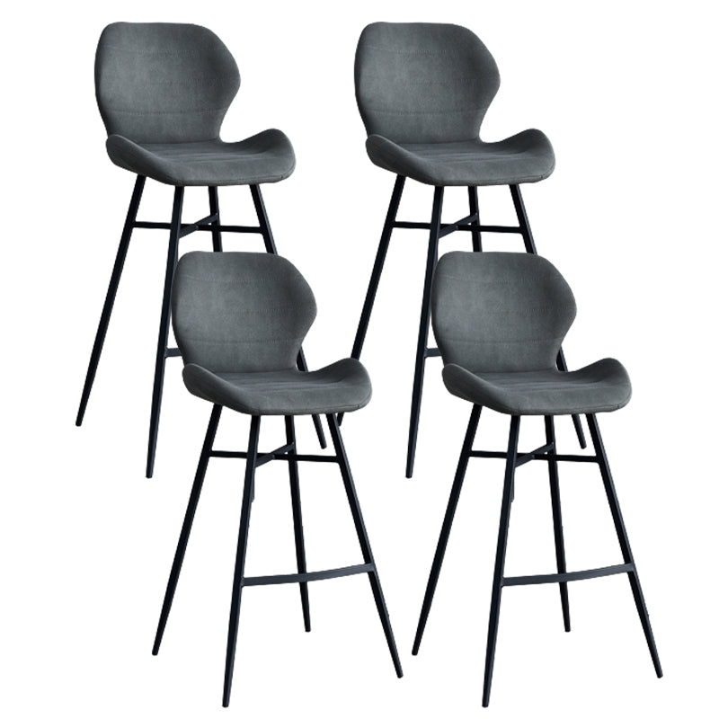 Contoured Seat Upholstered Low Back Bar Stools with Metal Base