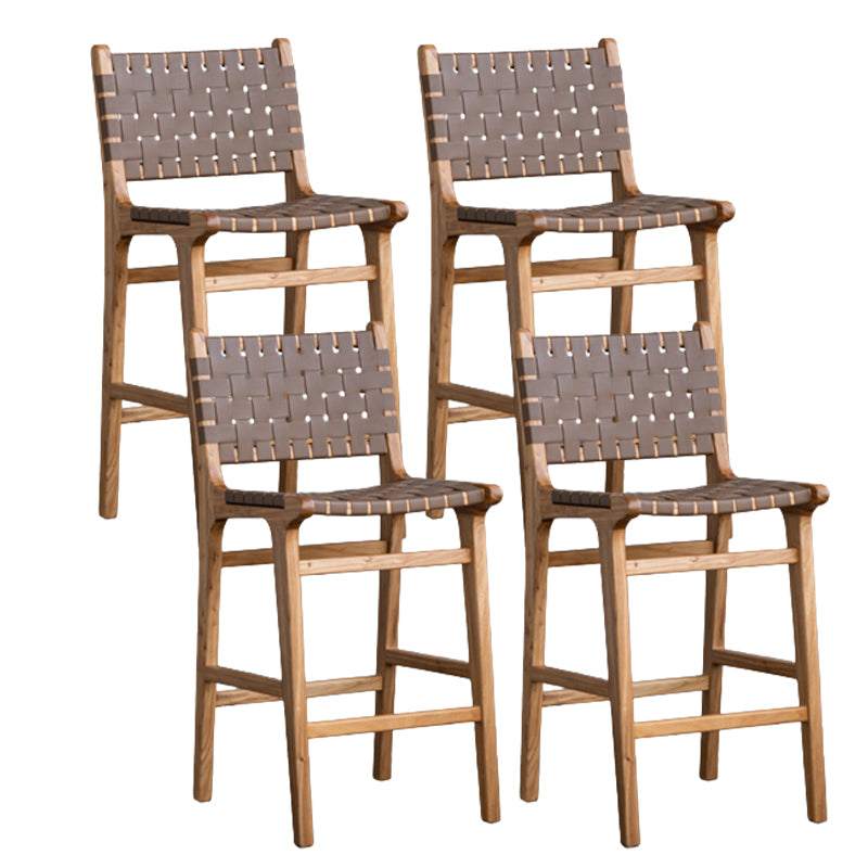 Contemporary 37" Height Solid Wood Backrest Counter High Stool