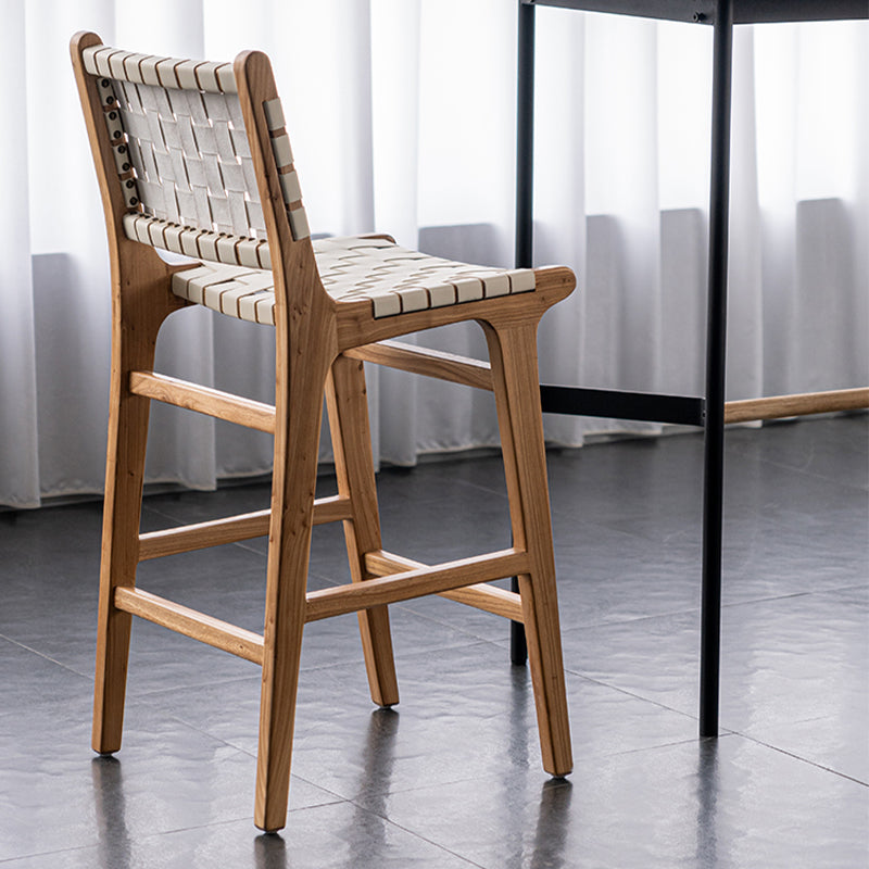 Contemporary 37" Height Solid Wood Backrest Counter High Stool