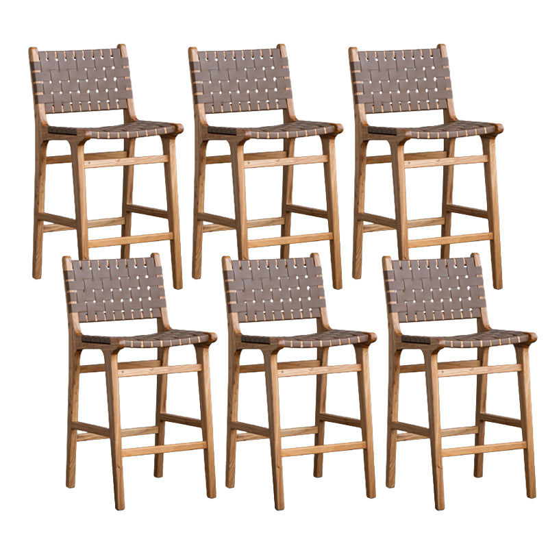 Contemporary 37" Height Solid Wood Backrest Counter High Stool