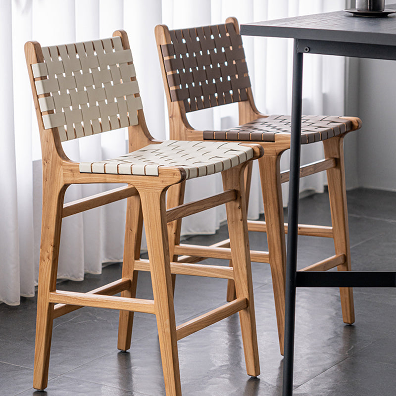 Contemporary 37" Height Solid Wood Backrest Counter High Stool