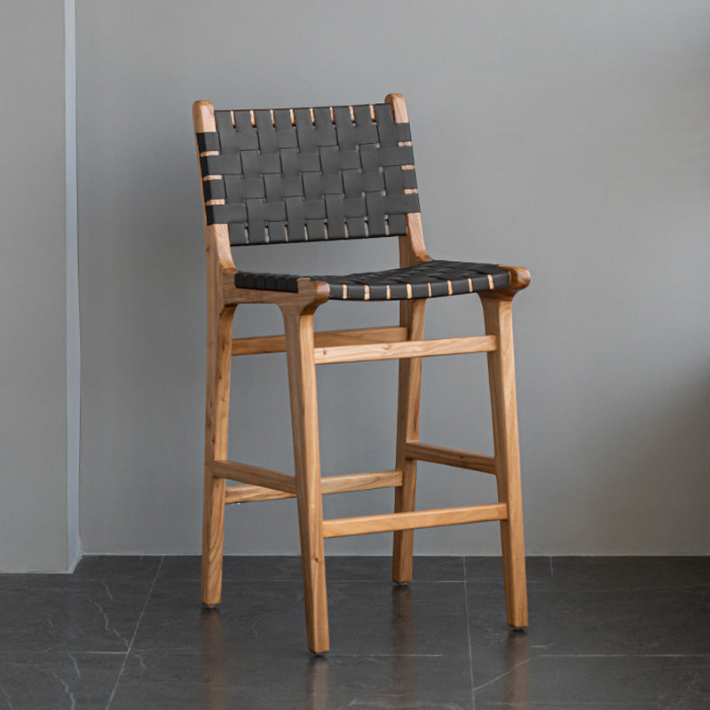 Contemporary 37" Height Solid Wood Backrest Counter High Stool