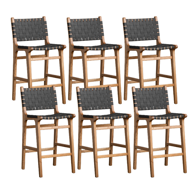 Contemporary 37" Height Solid Wood Backrest Counter High Stool