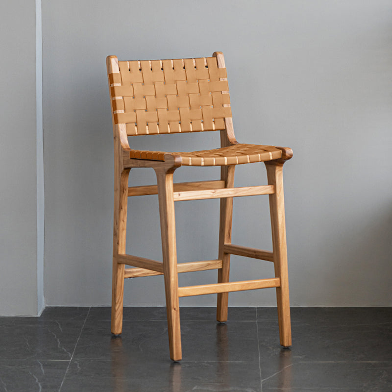 Contemporary 37" Height Solid Wood Backrest Counter High Stool