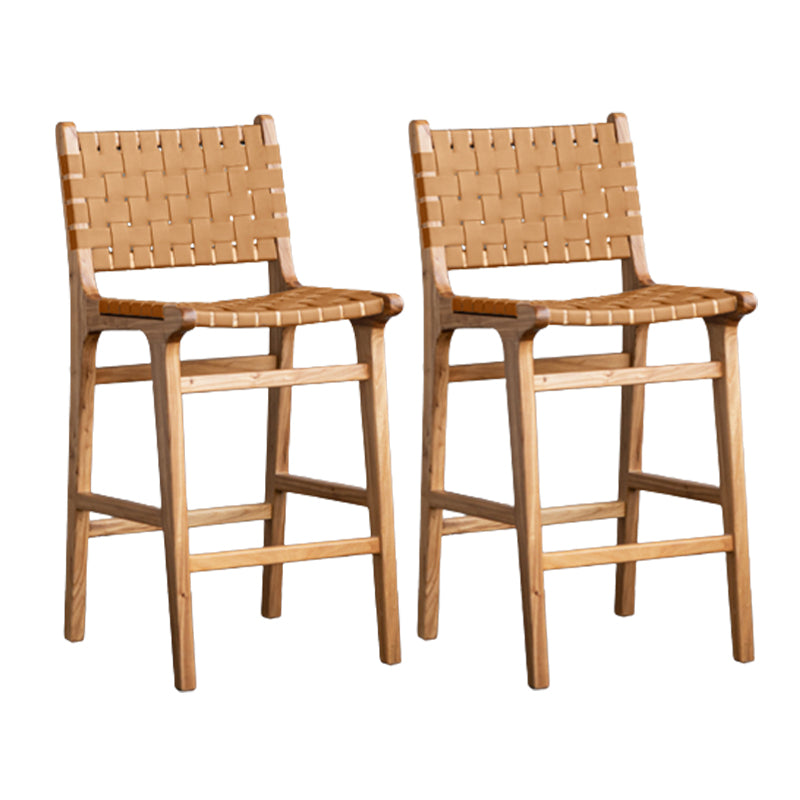 Contemporary 37" Height Solid Wood Backrest Counter High Stool