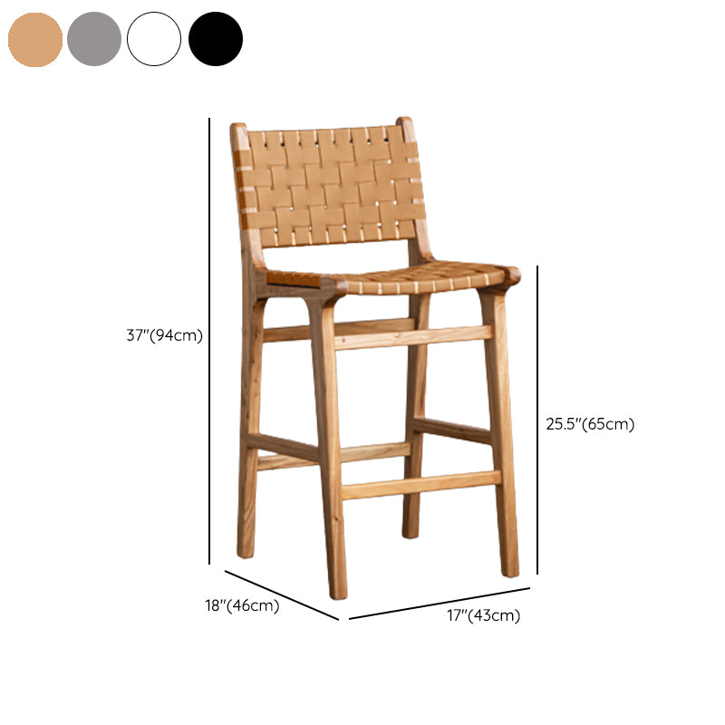 Contemporary 37" Height Solid Wood Backrest Counter High Stool