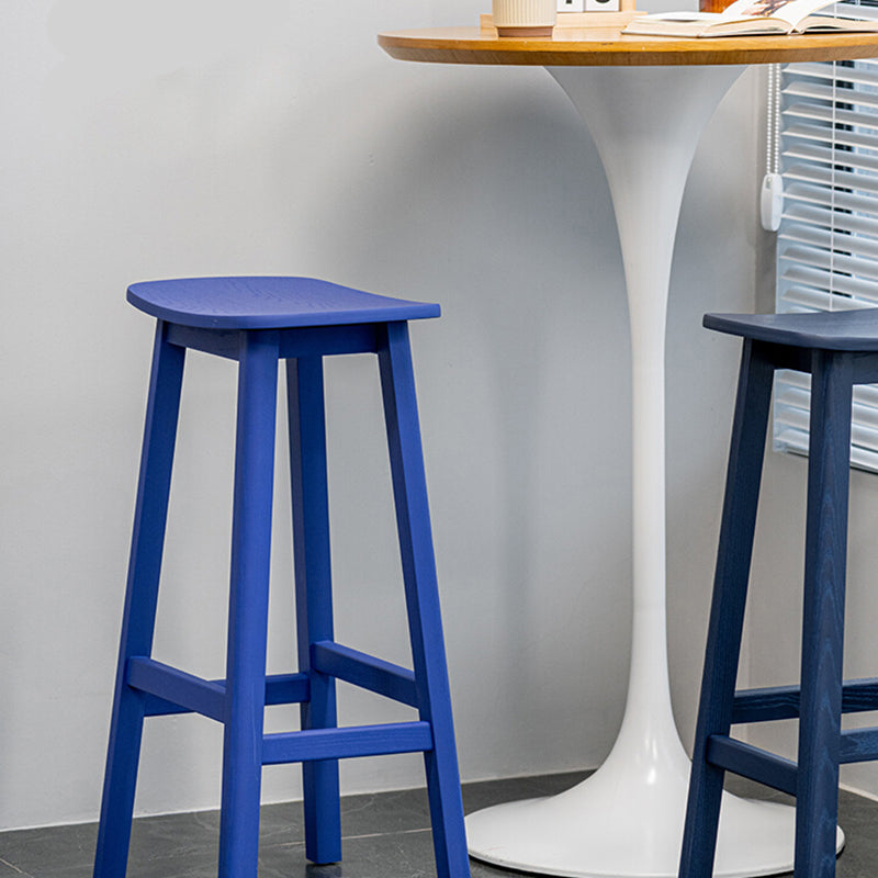 Contemporary 30" Height Solid Wood Backrest Counter High Stool with 4 Legs