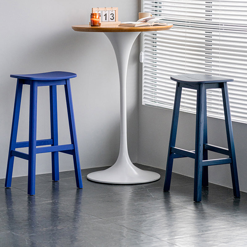 Contemporary 30" Height Solid Wood Backrest Counter High Stool with 4 Legs