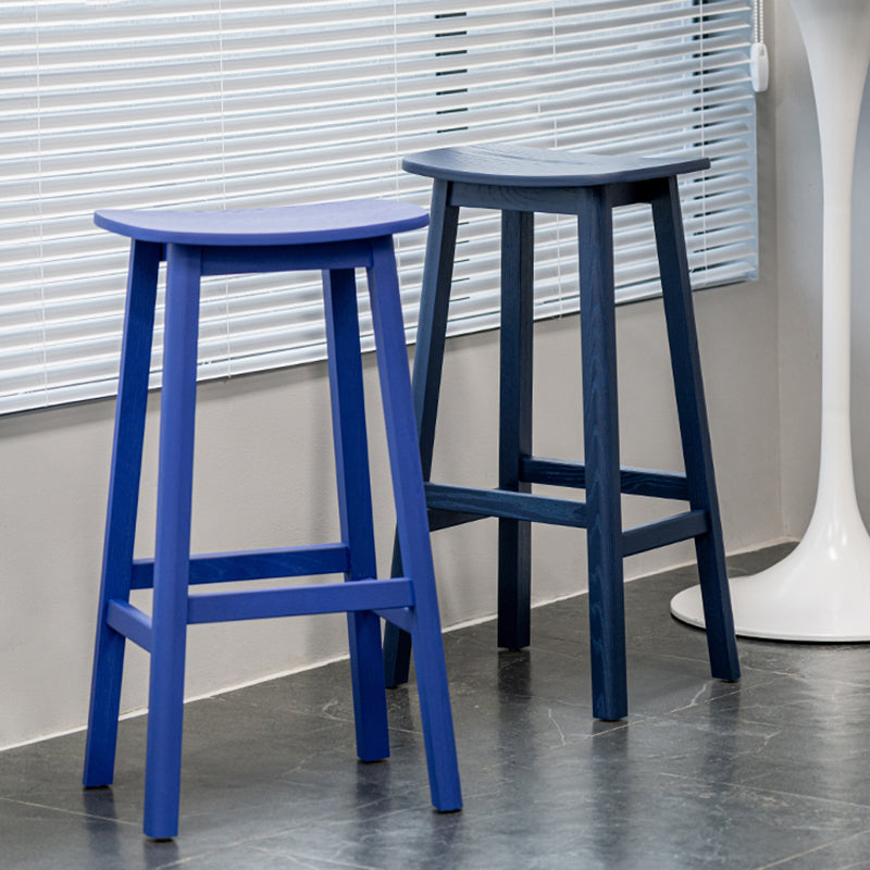 Contemporary 30" Height Solid Wood Backrest Counter High Stool with 4 Legs