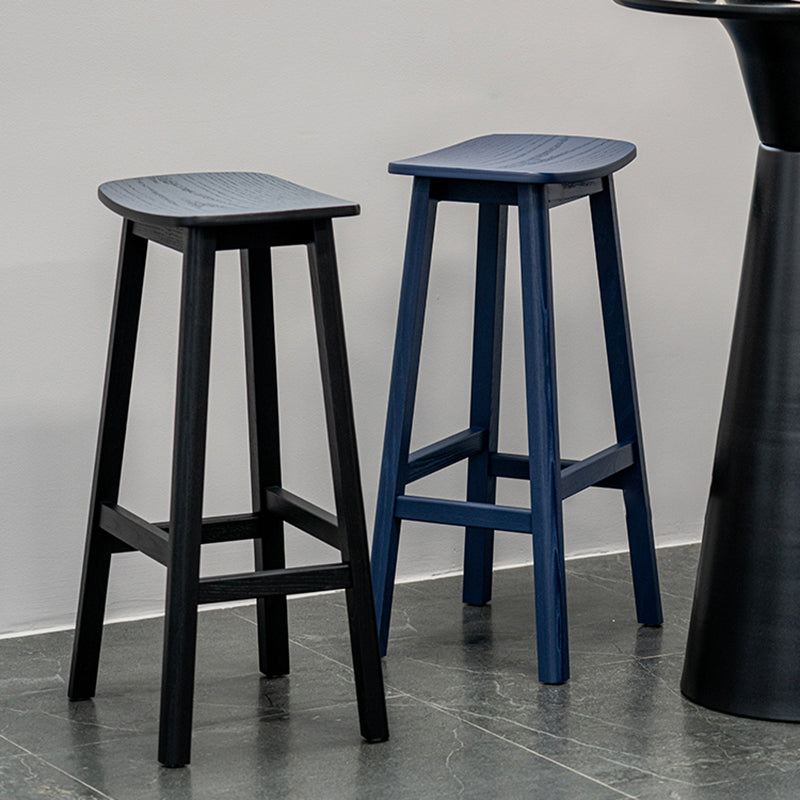 Contemporary 30" Height Solid Wood Backrest Counter High Stool with 4 Legs