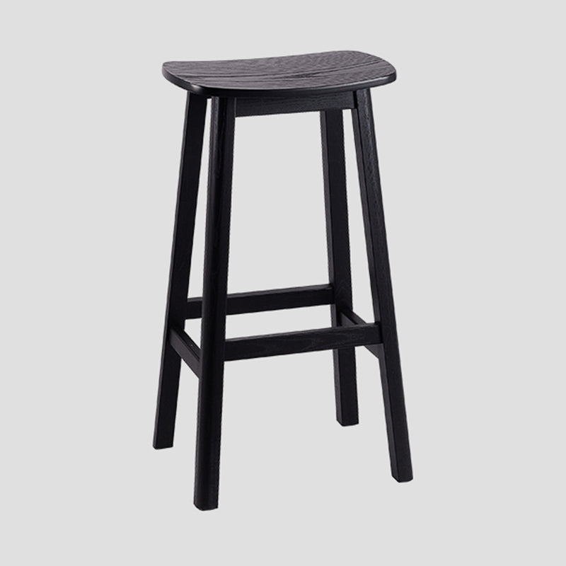 Contemporary 30" Height Solid Wood Backrest Counter High Stool with 4 Legs