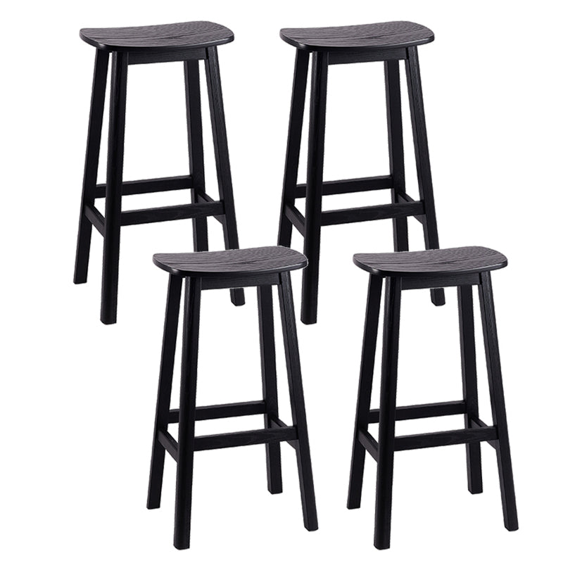 Contemporary 30" Height Solid Wood Backrest Counter High Stool with 4 Legs