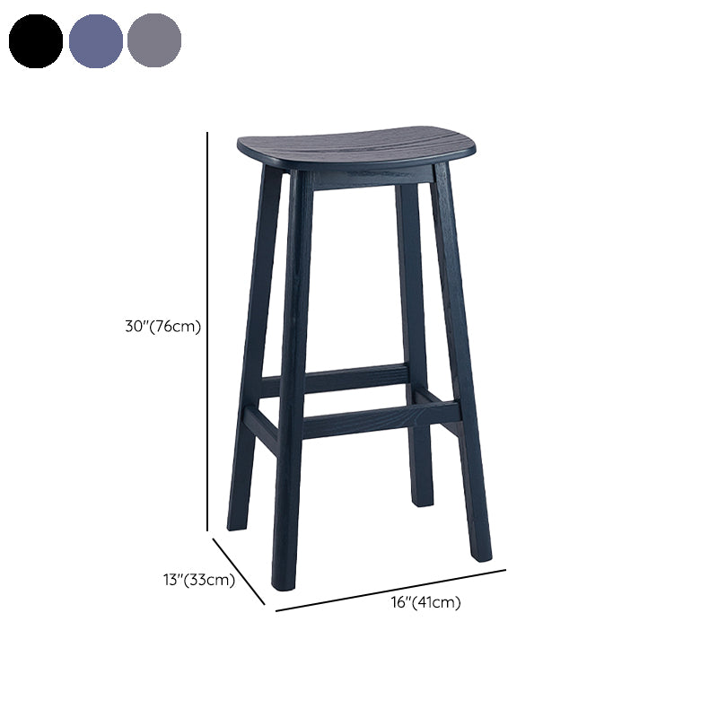 Contemporary 30" Height Solid Wood Backrest Counter High Stool with 4 Legs