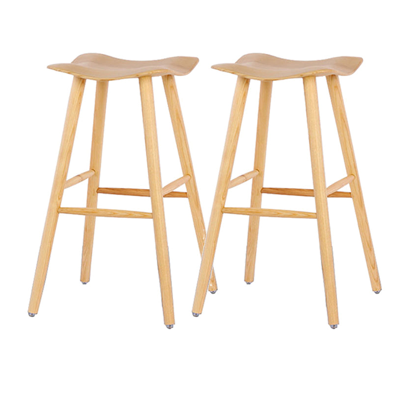 Contemporary 27.5-inch Ash Solid Wood Bar Stool with Footrest