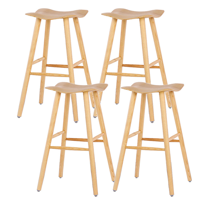 Contemporary 27.5-inch Ash Solid Wood Bar Stool with Footrest