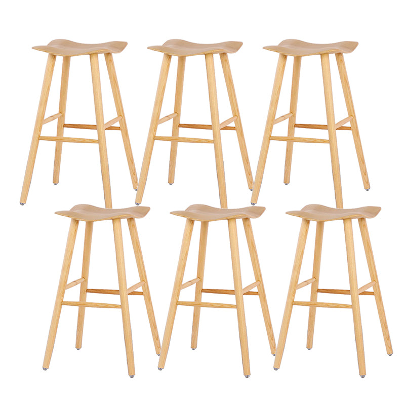 Contemporary 27.5-inch Ash Solid Wood Bar Stool with Footrest