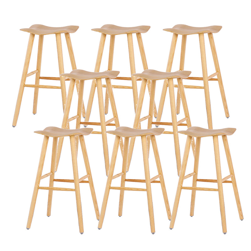 Contemporary 27.5-inch Ash Solid Wood Bar Stool with Footrest