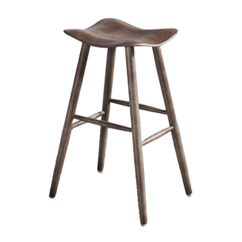 Contemporary 27.5-inch Ash Solid Wood Bar Stool with Footrest