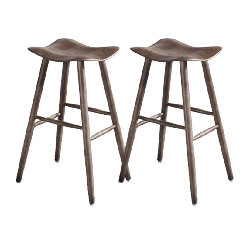 Contemporary 27.5-inch Ash Solid Wood Bar Stool with Footrest