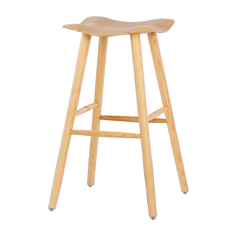 Contemporary 27.5-inch Ash Solid Wood Bar Stool with Footrest