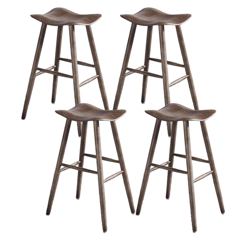 Contemporary 27.5-inch Ash Solid Wood Bar Stool with Footrest