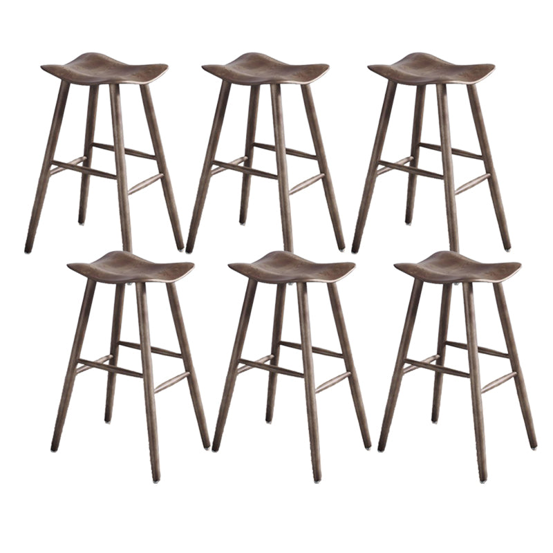 Contemporary 27.5-inch Ash Solid Wood Bar Stool with Footrest