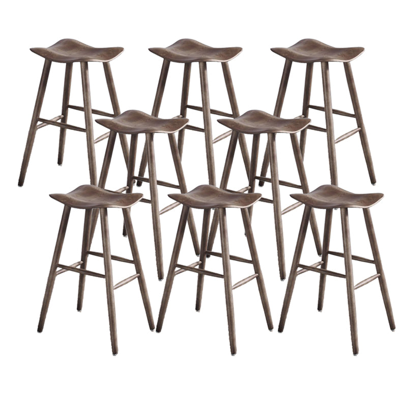 Contemporary 27.5-inch Ash Solid Wood Bar Stool with Footrest