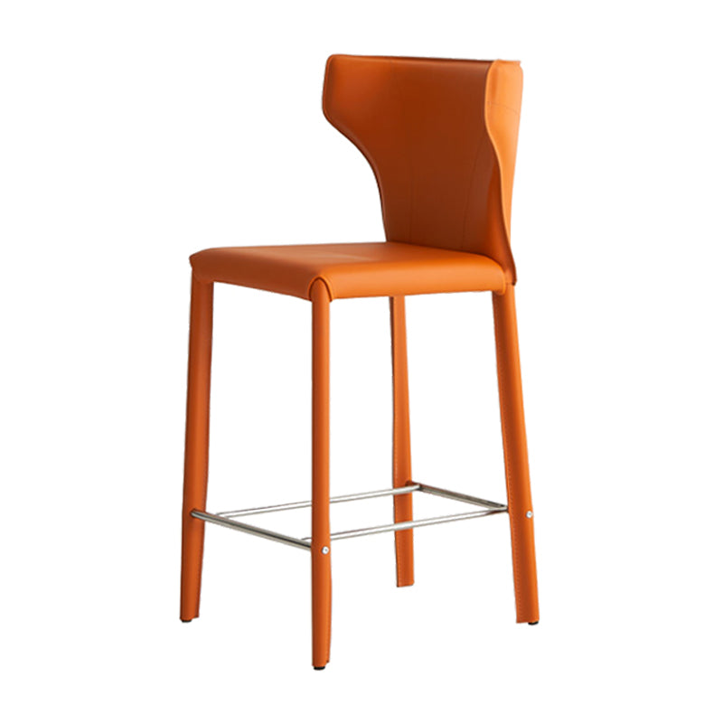 Modern Faux Leather Low Back Armless Bar Stools with Metal Base