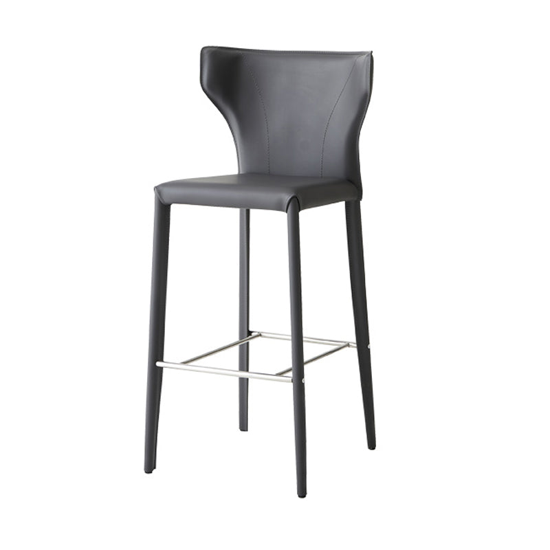 Modern Faux Leather Low Back Armless Bar Stools with Metal Base