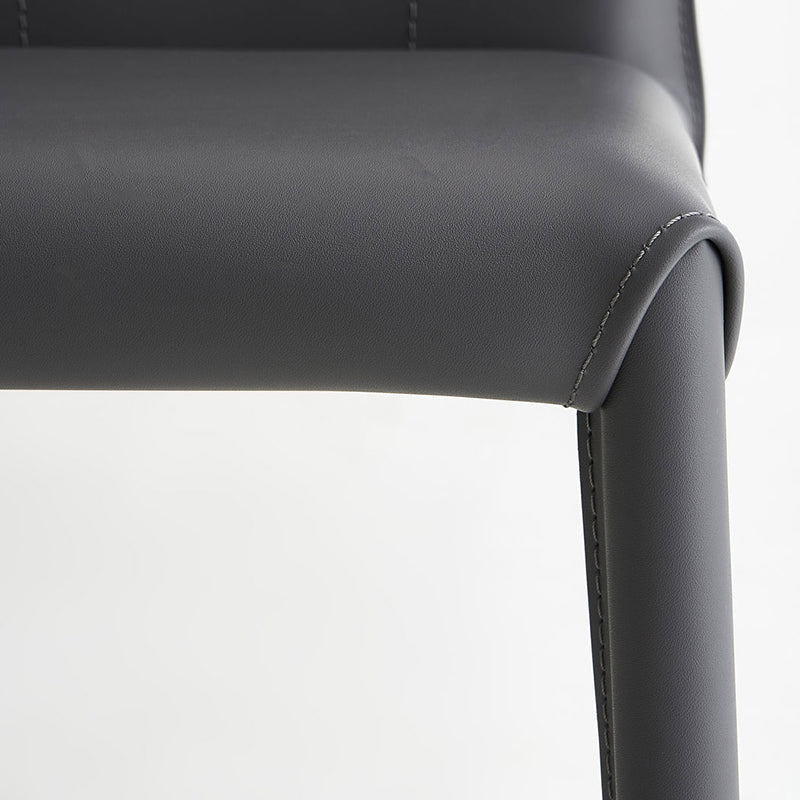 Modern Faux Leather Low Back Armless Bar Stools with Metal Base